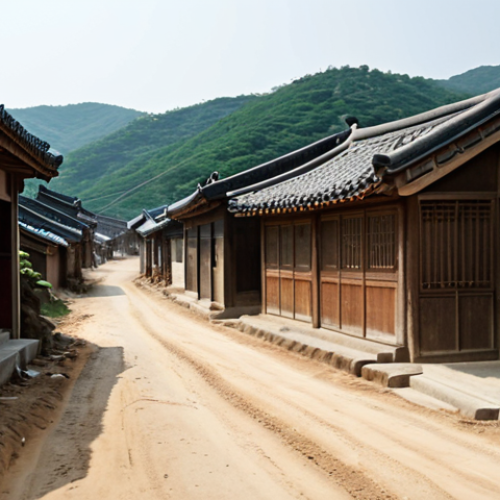 Home 25 **Image of a dusty road in a rural Korean village, reminiscent of the film "Peppermint Candy," evoking feelings of nostalgia and lost memories.** Focus on the textures of the road and the surrounding environment to convey a sense of realism and the passage of time.