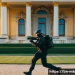 미션 임파서블 촬영지 - A cinematic wide-angle shot of Vienna’s historic Belvedere Palace at golden hour, featuring intricat...