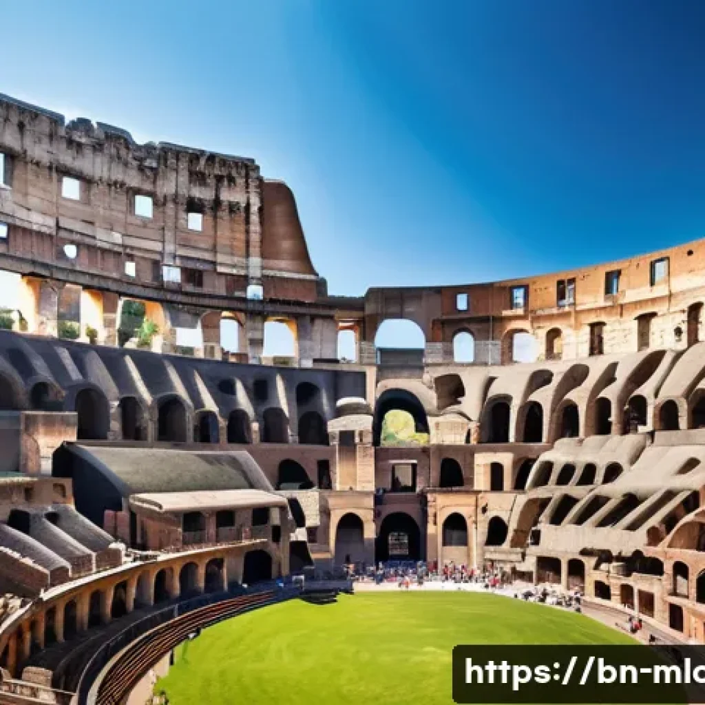 글래디에이터 영화 촬영된 콜로세움 - A highly detailed panoramic view of the ancient Roman Colosseum during a sunny spring day, showcasin...
