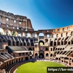 글래디에이터 영화 촬영된 콜로세움 - A highly detailed panoramic view of the ancient Roman Colosseum during a sunny spring day, showcasin...